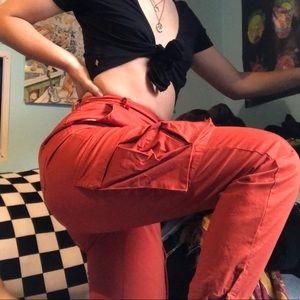 Orange cargo pants